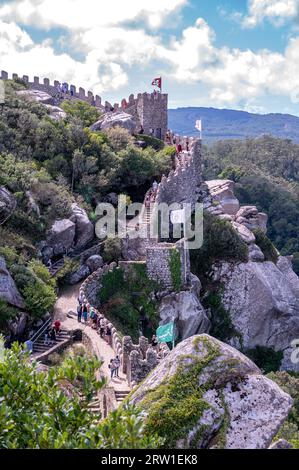 Castelo dos Mouros, château mauresque au-dessus de Sintra, Portugal Banque D'Images