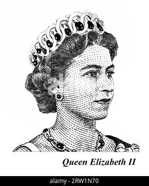 AUSTRALIE - CIRCA 1959 : timbre-poste d'Australie représentant un portrait de la reine Elizabeth II circa 1959. Banque D'Images