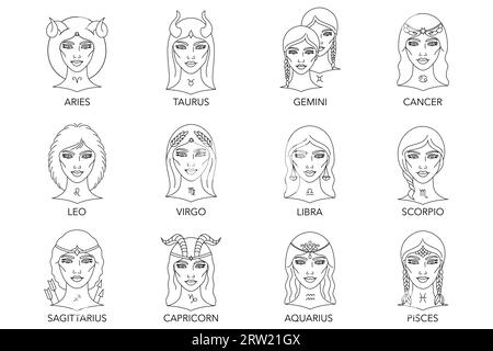 Collection du signe du zodiaque. Illustration de Vecteur