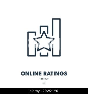 Icône Online Ratings. Avis, commentaires, réputation. Contour modifiable. Icône vecteur simple Illustration de Vecteur