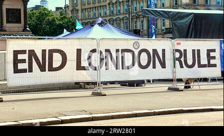 Glasgow, Écosse, Royaume-Uni. 16 septembre 2023. Hope over Fear Independence rassemblement sur George Square où divers groupes se sont rassemblés pour le rassemblement et le concert. Crédit Gerard Ferry/Alamy Live News Banque D'Images