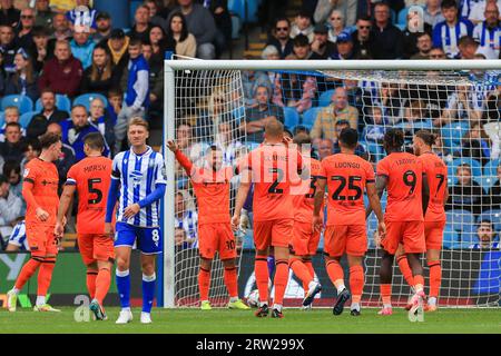 Sheffield, Royaume-Uni. 16 septembre 2023. L'attaquant d'Ipswich Town Conor Chaplin (10) marque un BUT 0-1 et célèbre lors du Sheffield Wednesday FC contre Ipswich Town FC Sky BET Championship EFL match au Hillsborough Stadium, Sheffield, Royaume-Uni le 16 septembre 2023 Credit : Every second Media/Alamy Live News Banque D'Images