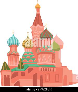 Dessin plat de dessin animé simple de la CATHÉDRALE SAINT-BASILE, MOSCOU Illustration de Vecteur