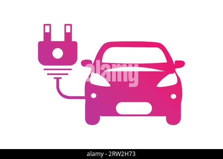 Icône de charge de la prise de la voiture électrique et du câble électrique isolée sur fond blanc. Panneau de chargement de voiture électrique. Écotechnologies renouvelables. Définir les icônes. Banque D'Images