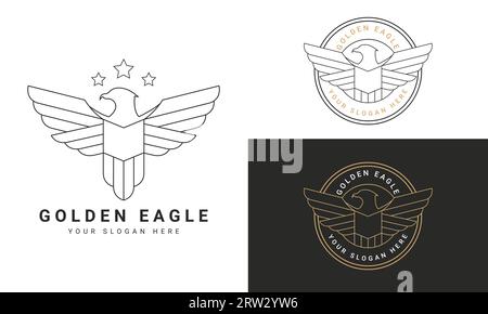 Logo Golden Eagle Design symbole de puissance logotype Bird Wings Illustration de Vecteur