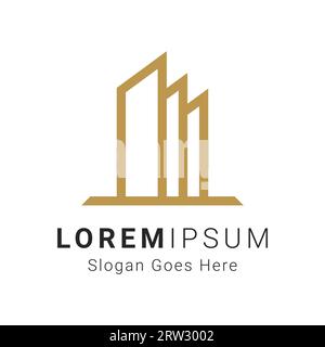 Bâtiment de luxe logo immobilier Design logotype de bâtiment minimal Illustration de Vecteur