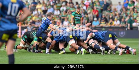 Northampton ANGLETERRE - 16 2023 septembre : match pendant le match entre Northampton Saints et Cambridge Rugby au Cinch Stadium Franklin Gardens. Northampton Banque D'Images