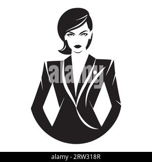 femme d'affaires de dessin noir et blanc Illustration de Vecteur