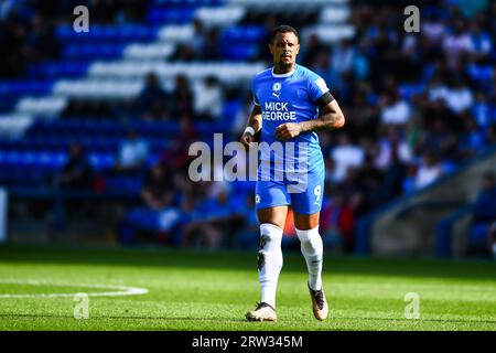 Peterborough, Royaume-Uni. 16 septembre 2023. Jonson Clarke Harris (9 Peterborough United) lors du match Sky Bet League 1 entre Peterborough et Leyton Orient à London Road, Peterborough le samedi 16 septembre 2023. (Photo : Kevin Hodgson | MI News) crédit : MI News & Sport / Alamy Live News Banque D'Images