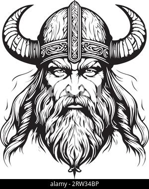 Impressionnant beau logo d'emblème viking art vectoriel Illustration de Vecteur