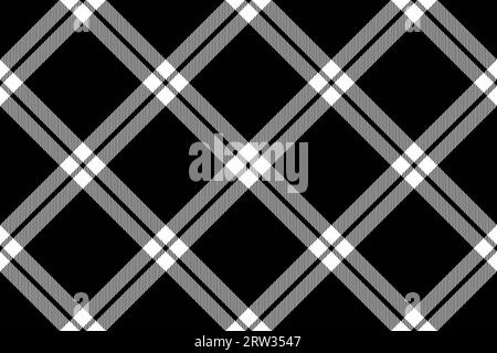 Motif tartan vecteur de tissu sans couture vérifier avec une texture de fond de plaid textile dans des couleurs noir et blanc. Illustration de Vecteur