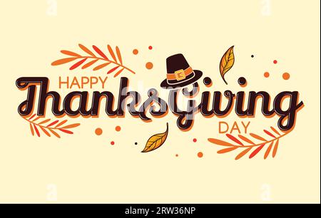 Joyeux Thanksgiving Day avec fond de modèle de feuilles d'automne. Illustration vectorielle Illustration de Vecteur