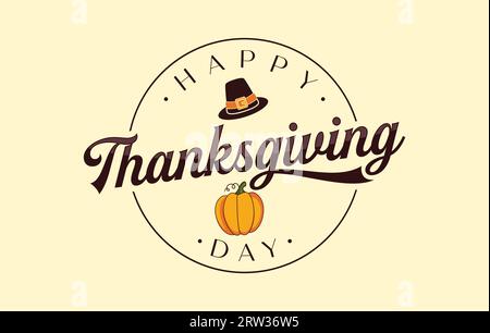Lettrage à la main pour fond de modèle Happy Thanksgiving Day. Illustration vectorielle Illustration de Vecteur