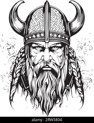 Impressionnant beau art de logo vecteur d'emblème viking Illustration de Vecteur