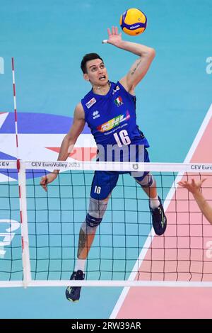 Rome, Italie. 16 septembre 2023. Yuri Romano d'Italie lors du match de finale CEV EuroVolley Men 2023 entre l'Italie et la Pologne au Palazzetto dello Sport à Rome (Italie), le 16 septembre 2023. Crédit : Insidefoto di andrea staccioli/Alamy Live News Banque D'Images