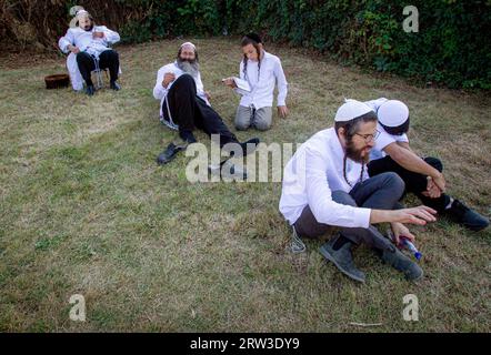 UMAN, UKRAINE - 16 SEPTEMBRE 2023 - les pèlerins hassidiques célèbrent Rosh Hashanah, le nouvel an juif, Uman, région de Tcherkassy, au centre de l'Ukraine. Banque D'Images