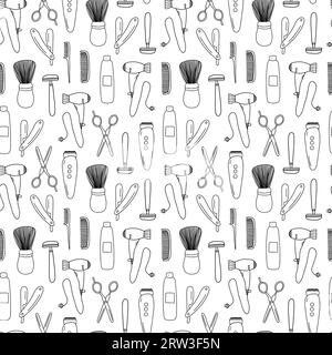 Doodle salon de coiffure modèle sans couture Illustration de Vecteur