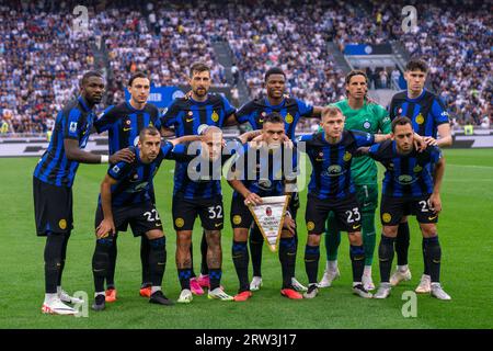 Milan, Italie. 16 septembre 2023. FC Inter s'aligne lors du match de football de Serie A entre le FC Internazionale et l'AC Milan le 16 septembre 2023 au stade Giuseppe Meazza de Milan, Italie - photo Morgese-Rossini/DPPI crédit : DPPI Media/Alamy Live News Banque D'Images