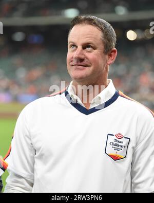 Roy Oswalt (44), ancien lanceur des Astros de Houston, avant le match de MLB entre les Athletics d'Oakland et les Astros de Houston, le mercredi 13 septembre 202 Banque D'Images