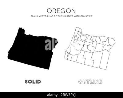 Carte Oregon. Carte vectorielle vierge de l'État des États-Unis avec les comtés. Borders of Oregon pour votre infographie. Illustration vectorielle. Illustration de Vecteur