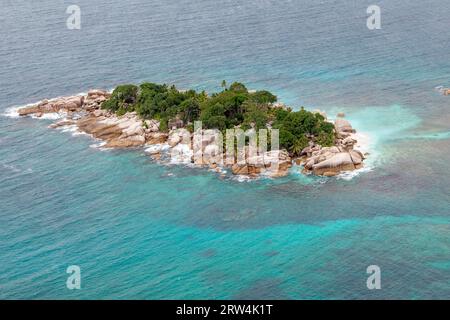 Vue aérienne de l'île Coco, Seychelles Banque D'Images