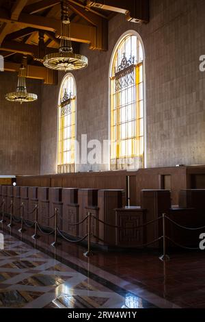 Los Angeles, États-Unis, 14 juillet : intérieur art déco restauré de Union Station Banque D'Images