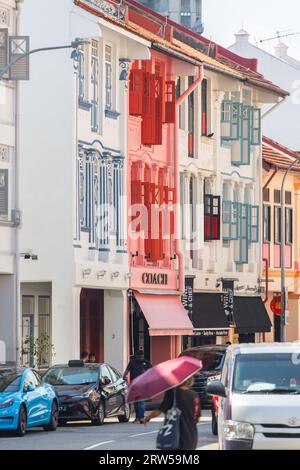 La marque de mode Coach Play Singapore Shophouse, un concept store célèbre la communauté. Il dispose d'un café et de sacs en édition limitée en magasin. Singapour. Banque D'Images