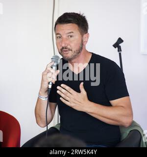 Bretigny sur orge, France. 16 septembre 2023. Olivier Besancenot intervient lors de la Fête de l'humanité le 16 septembre 2023 à Bretigny sur orge, France. Crédit : Bernard Menigault/Alamy Live News Banque D'Images