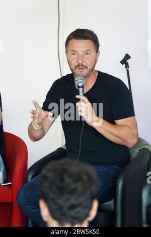 Bretigny sur orge, France. 16 septembre 2023. Olivier Besancenot intervient lors de la Fête de l'humanité le 16 septembre 2023 à Bretigny sur orge, France. Crédit : Bernard Menigault/Alamy Live News Banque D'Images