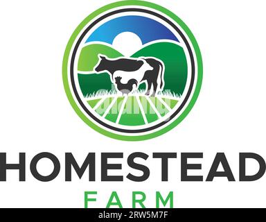 Design moderne coloré HOMESTEAD FARM Animals Illustration de Vecteur