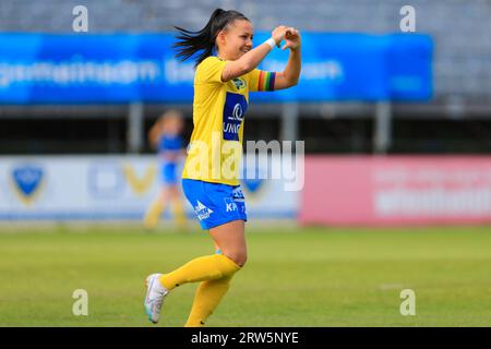 Claudia Wasser (7 First Vienna FC) célèbre un but lors du match Admiral Frauen Bundesliga Vienna vs Bergheim à Hohe Warte (Tom Seiss/ SPP) crédit : SPP Sport Press photo. /Alamy Live News Banque D'Images