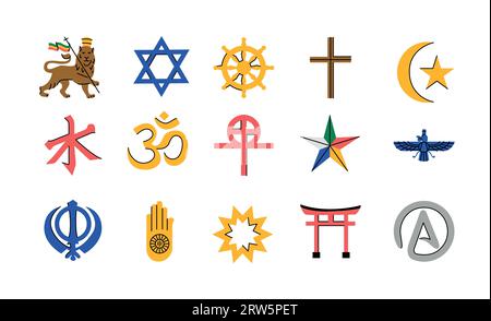 Le concept de couleur des religions. Eléments isolés. Illustration de Vecteur