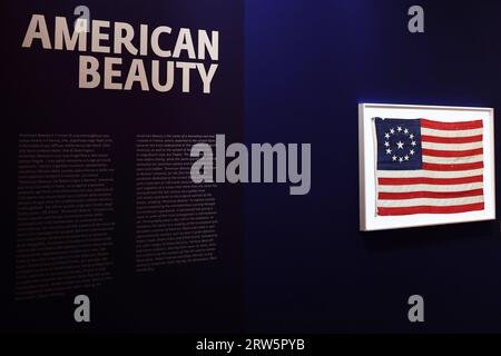 American Beauty est le nom d’une rose magnifique et en même temps fragile. Ses pétales résistent longtemps avant de flétrir, tandis que la tige pourrit rapidement : une métaphore efficace de la société américaine et de ses contradictions évidentes et cachées. Avec le titre American Beauty, à Padoue, au Centre culturel Altinate | San Gaetano, du 13 septembre 2023 au 21 janvier 2024, une sélection de 130 œuvres sera présentée qui racontent les lumières et les ombres de la nation que plus que tout autre a caractérisé le siècle dernier au niveau mondial, les États-Unis. Banque D'Images