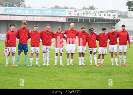 Sint Niklaas, Belgique. 17 septembre 2023. Le Danemark s'aligne avant un match de football entre les équipes nationales U16 de Turquie et du Danemark lors d'un mini tournoi U16 le dimanche 17 septembre 2023 à Sint-Niklaas, Belgique . Crédit : Sportpix/Alamy Live News Banque D'Images