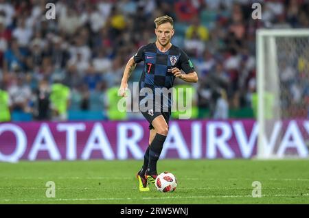 Sotchi, Russie – 7 juillet 2018. Le milieu de terrain de l'équipe nationale de Croatie Ivan Rakitic lors de la coupe du monde 2018 quart de finale Russie vs Croatie (2-2). Banque D'Images