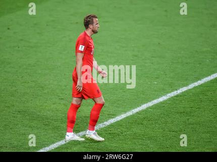 Moscou, Russie – 3 juillet 2018. Attaquant de l'équipe nationale de football d'Angleterre Harry Kane lors de la coupe du monde 2018 ronde de 16 match Colombie vs Angleterre. Banque D'Images