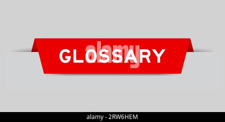 Étiquette insérée de couleur rouge avec glossaire de mots sur fond gris Illustration de Vecteur