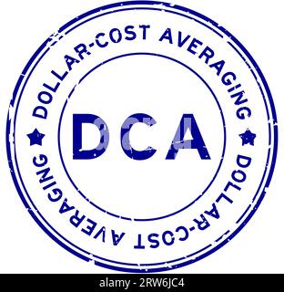 Grunge bleu DCA Dollar-Cost moyenne mot rond timbre de joint en caoutchouc sur fond blanc Illustration de Vecteur