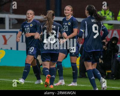 Dundee, Écosse Royaume-Uni. 14 juillet 2023 : une amicale internationale entre les femmes écossaises et les femmes d'Irlande du Nord à Dens Park, Dundee. Banque D'Images