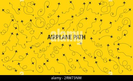 Suivi des avions, trajectoire de l'avion, déplacement, broches de carte, broches de localisation. Ensemble de trajectoires d'avion ou d'itinéraires d'avion. Concept de voyage à partir du point de départ et de la ligne pointillée Illustration de Vecteur