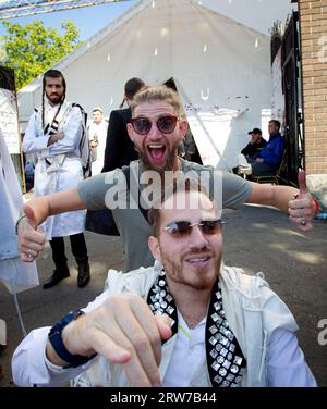 Non exclusive : UMAN, UKRAINE - 16 SEPTEMBRE 2023 - les pèlerins hassidiques célèbrent Rosh Hashanah, le nouvel an juif, Uman, région de Tcherkassy, centre d'Ukra Banque D'Images