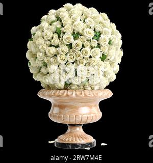 3d illustration de la décoration de vase de fleur isolée sur fond noir Banque D'Images