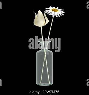 3d illustration de la décoration de vase de fleur isolée sur fond noir Banque D'Images