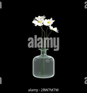 3d illustration de la décoration de vase de fleur isolée sur fond noir Banque D'Images