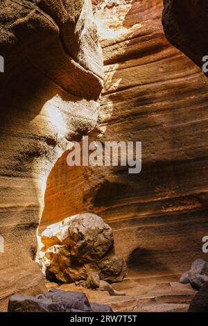 Pittoresque canyon calcaire, Barranco de las Vacas à Gran Canaria, îles Canaries, Espagne Banque D'Images