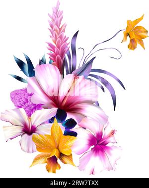 Arrangement floral coloré tropical Banque D'Images
