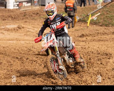 Maggiora, Italie. 17 septembre 2023. 17 Toendel Cornelius Honda NOR NMF JWR Honda Racing lors de la MXGP Race of Italy 2023 FIM Motocross World Championship Maggiora dimanche, 17 septembre 2023, à Maggiora Park, Italie. (Photo de Fabio Averna/Sipa USA) crédit : SIPA USA/Alamy Live News Banque D'Images