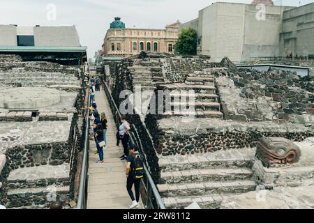 Mexico, Mexique - 11 mai 2023 : vue de l'ancien site archéologique aztèque au Museo Templo Mayor. Photo de haute qualité Banque D'Images
