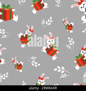 Modèle sans couture avec lapins Illustration de Vecteur