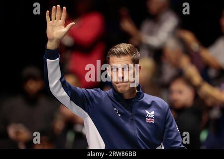 Manchester, Royaume-Uni. 17 septembre 2023. Neal Skupski (GBR) présenté à la foule lors du match de coupe Davis Grande-Bretagne vs France à Manchester AO Arena, Manchester, Royaume-Uni, le 17 septembre 2023 (photo de Conor Molloy/News Images) à Manchester, Royaume-Uni le 9/17/2023. (Photo de Conor Molloy/News Images/Sipa USA) crédit : SIPA USA/Alamy Live News Banque D'Images